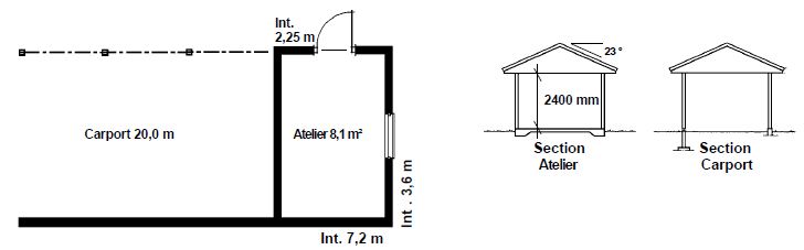 Carport avec atelier en ossature bois distribué par HEJ'France spécialiste de la maison bois basse consommation