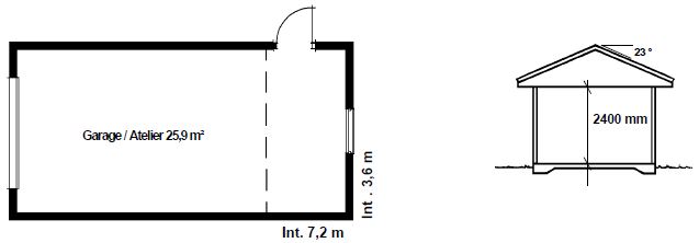 Garage simple isolé distribué par HEJ'France spécialiste de la maison bois basse consommation