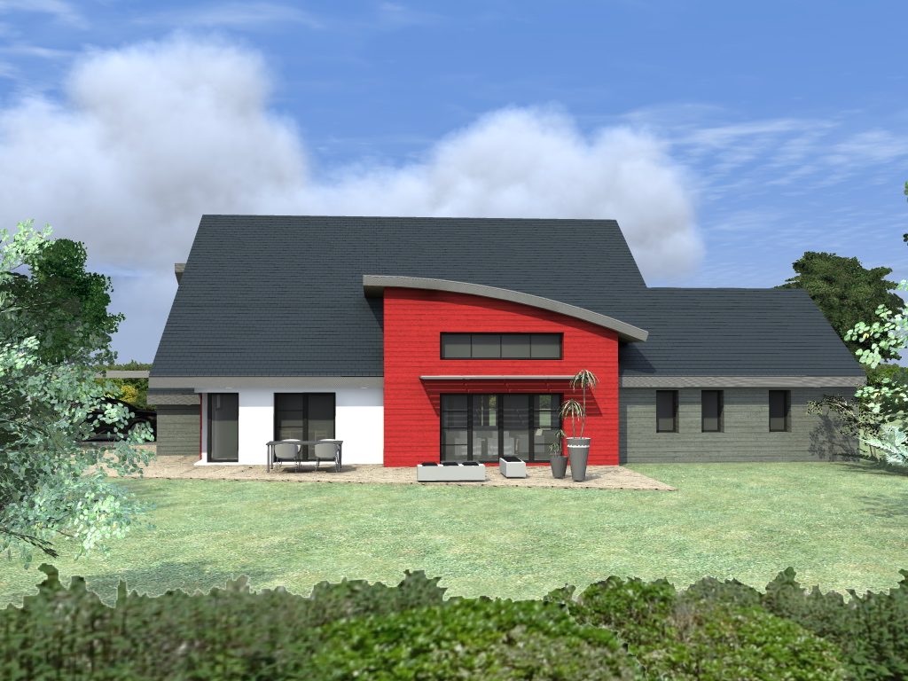 Maison ossature bois d'architecte 100% sur mesure avec un dojo en région nantaise pour Hej'France