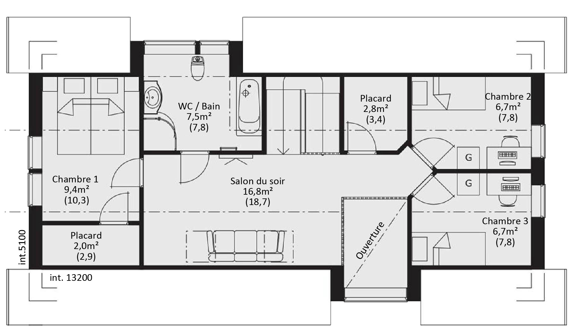 plan Maison ossature bois suédoise étage BBC et haute qualité provenant du catalogue Hej France VastkustStugan