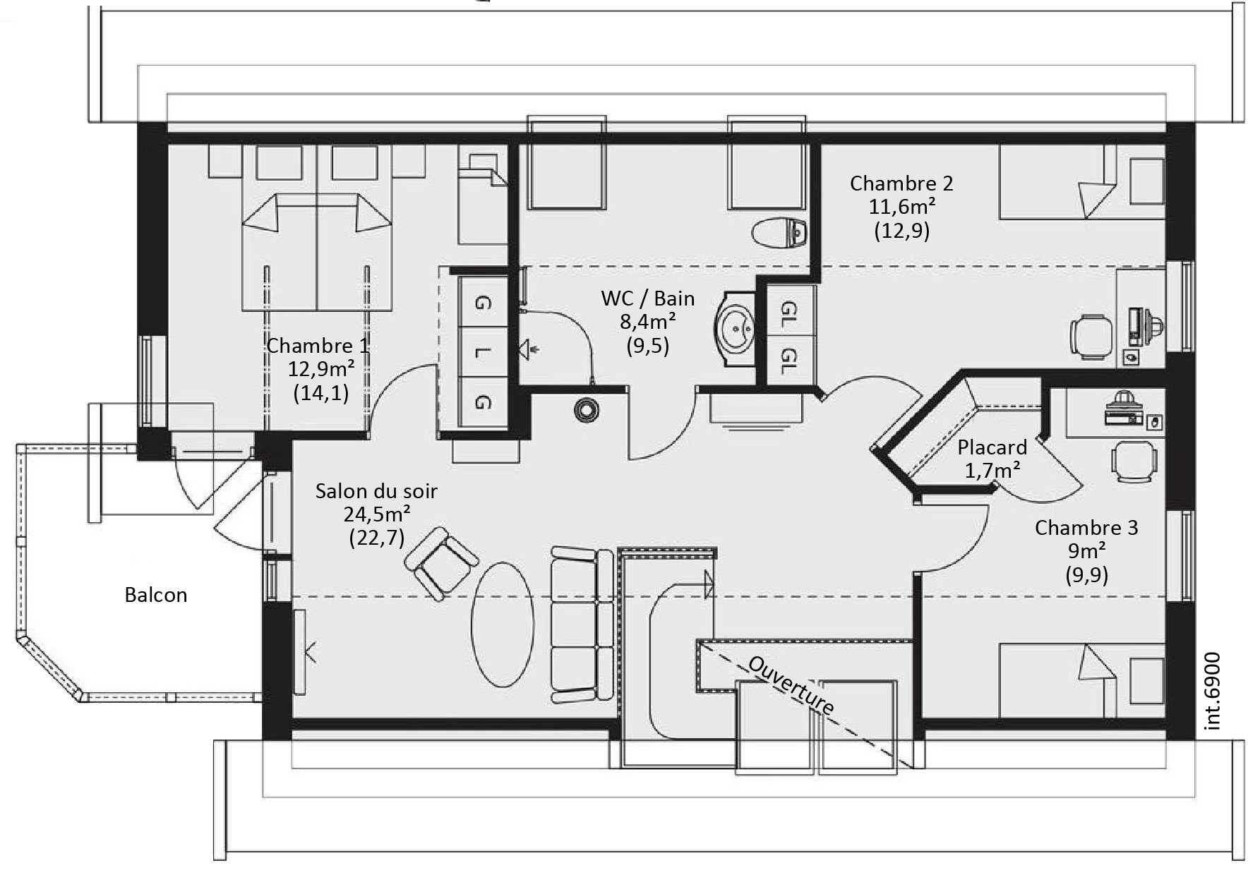 plan maison ossature bois plain pied