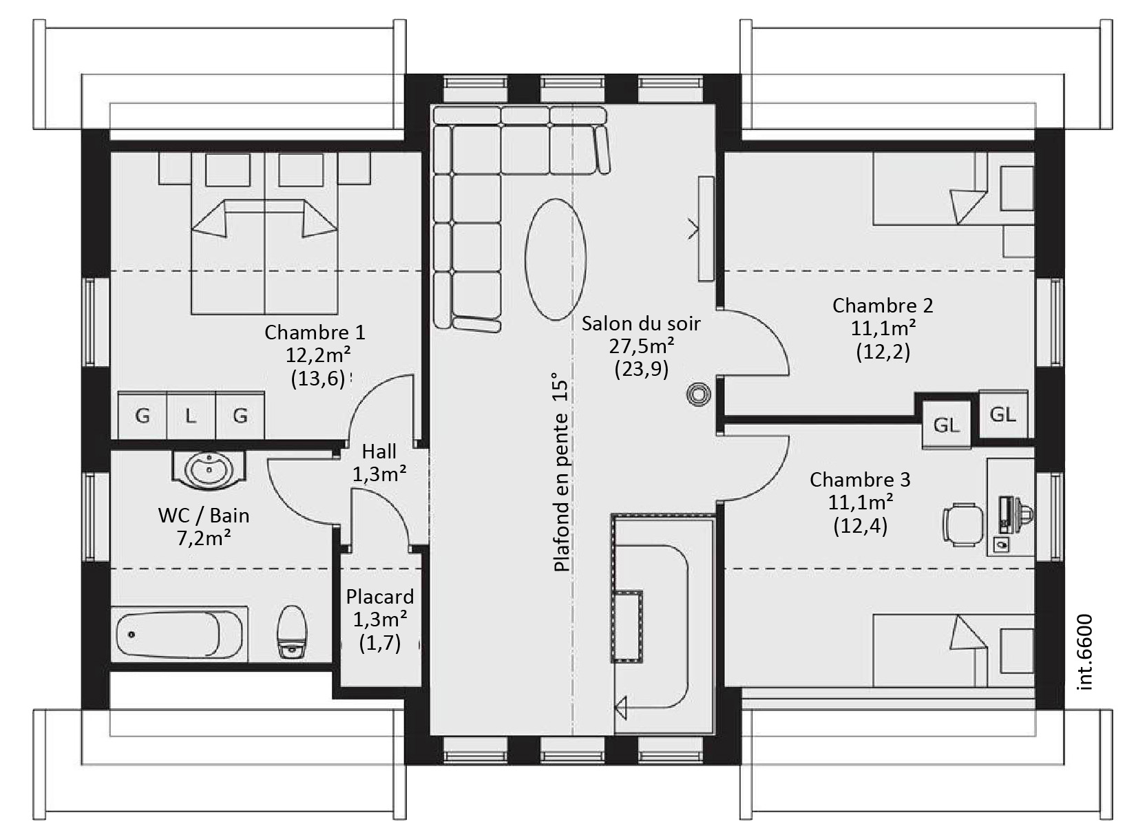 plan Maison ossature bois suédoise étage BBC et haute qualité provenant du catalogue Hej France VastkustStugan