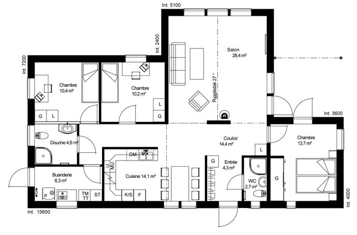 plan maison u architecte 113