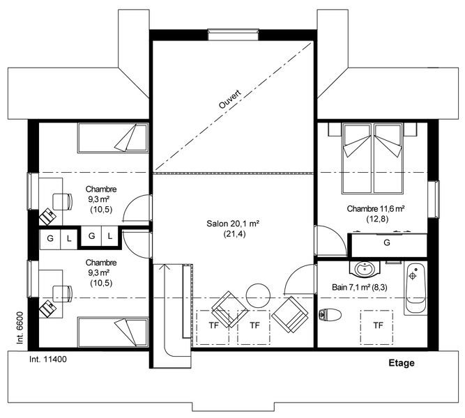 plan Maison ossature bois suédoise étage BBC et haute qualité provenant du catalogue Hej France VastkustStugan