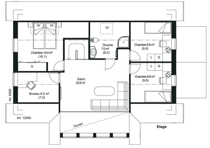 plan Maison ossature bois suédoise étage BBC et haute qualité provenant du catalogue Hej France VastkustStugan