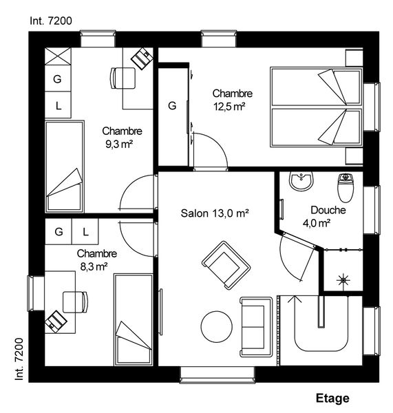 plan Maison ossature bois suédoise étage BBC et haute qualité provenant du catalogue Hej France VastkustStugan